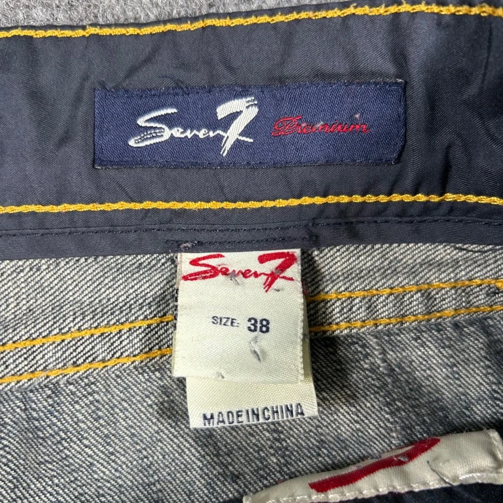 Seven7 For All Mankind Jeans Mens 38 Denim Blue Relaxed Distressed Tailored‎ Hem